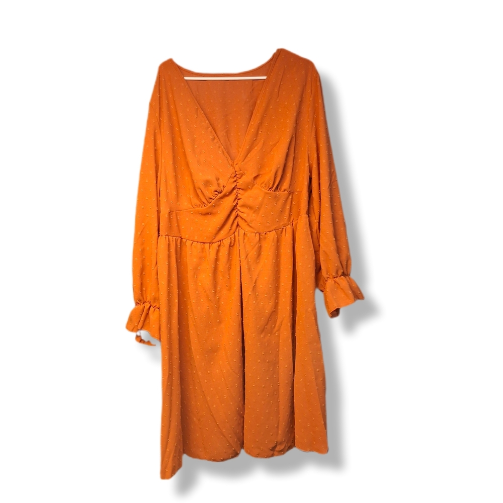 SHEIN Vibrant Orange Long Sleeve Dress